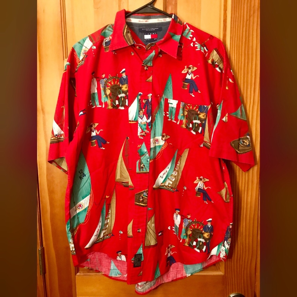Vintage RARE Tommy Hilfiger Navy Nautical Shirt